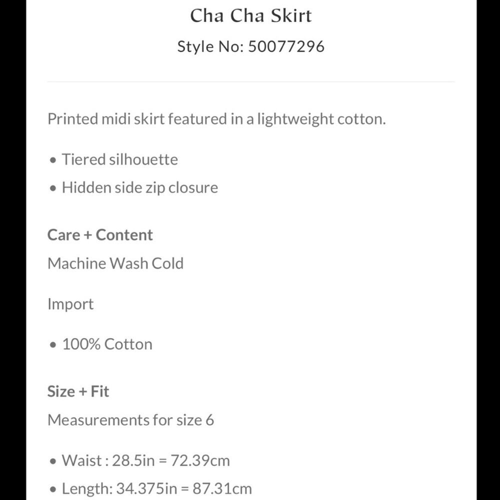 FREE PEOPLE Womens Cha Cha Tiered Cotton Midi Patterned Printed Skirt Size 0 - Picture 5 of 9